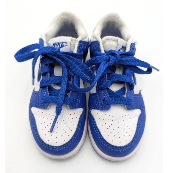 Nike Dunk Low Trainers Shoes Round Toe White Hyper Royal Size US11C EU28 - Picture 10 of 11